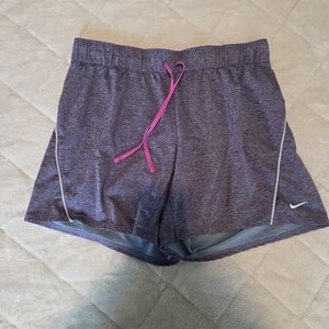 Nike Dri-fit Women's Purple Athletic Shorts with Pink Drawstring